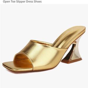 Gold Open Toe Slipper Dress Shoes